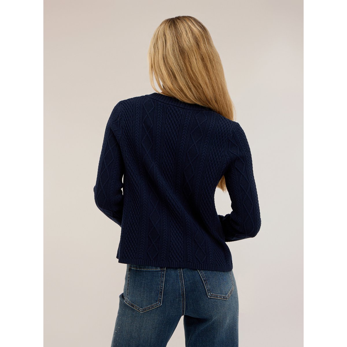 Cardigan à torsades bleu, MOTIVI