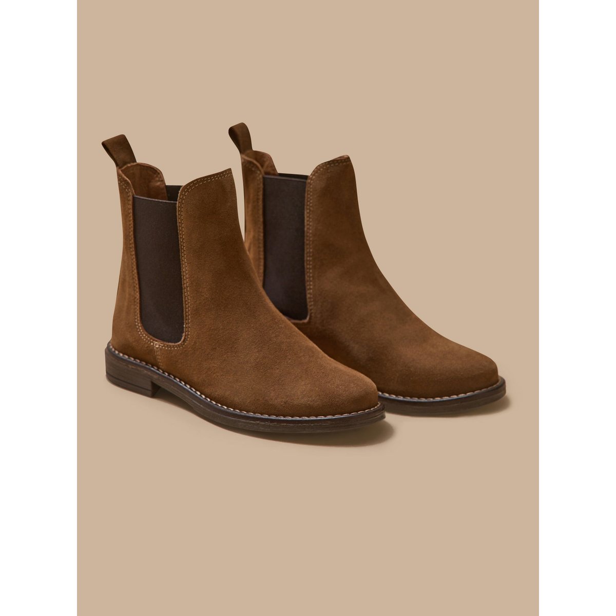 Boots chelsea cuir suédé camel, CYRILLUS