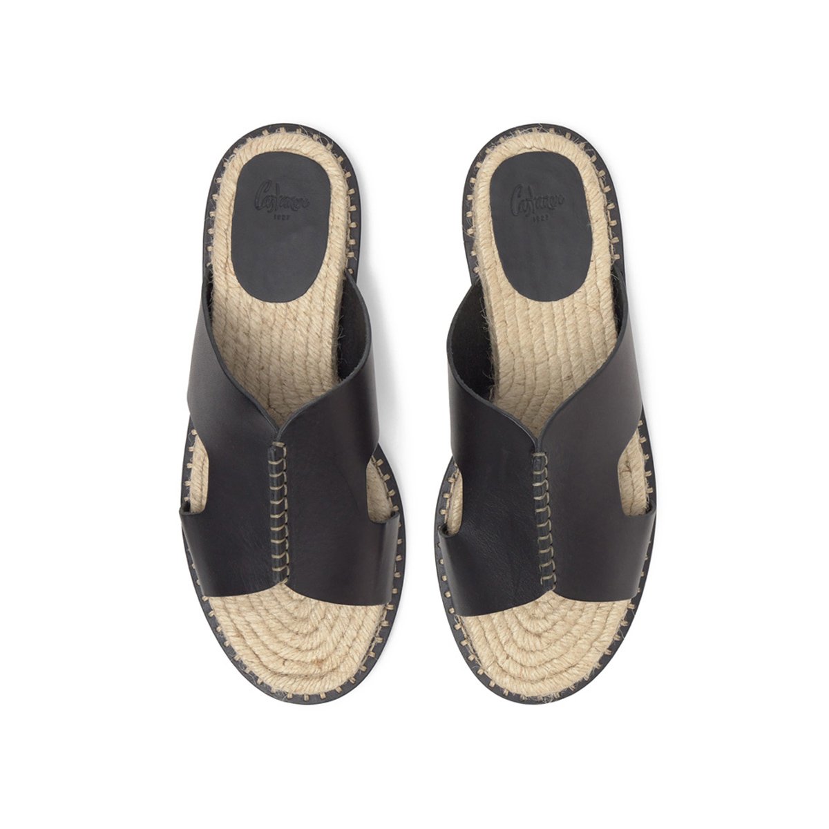Sandales plates mules en cuir à bride H PITI noir, CASTANER