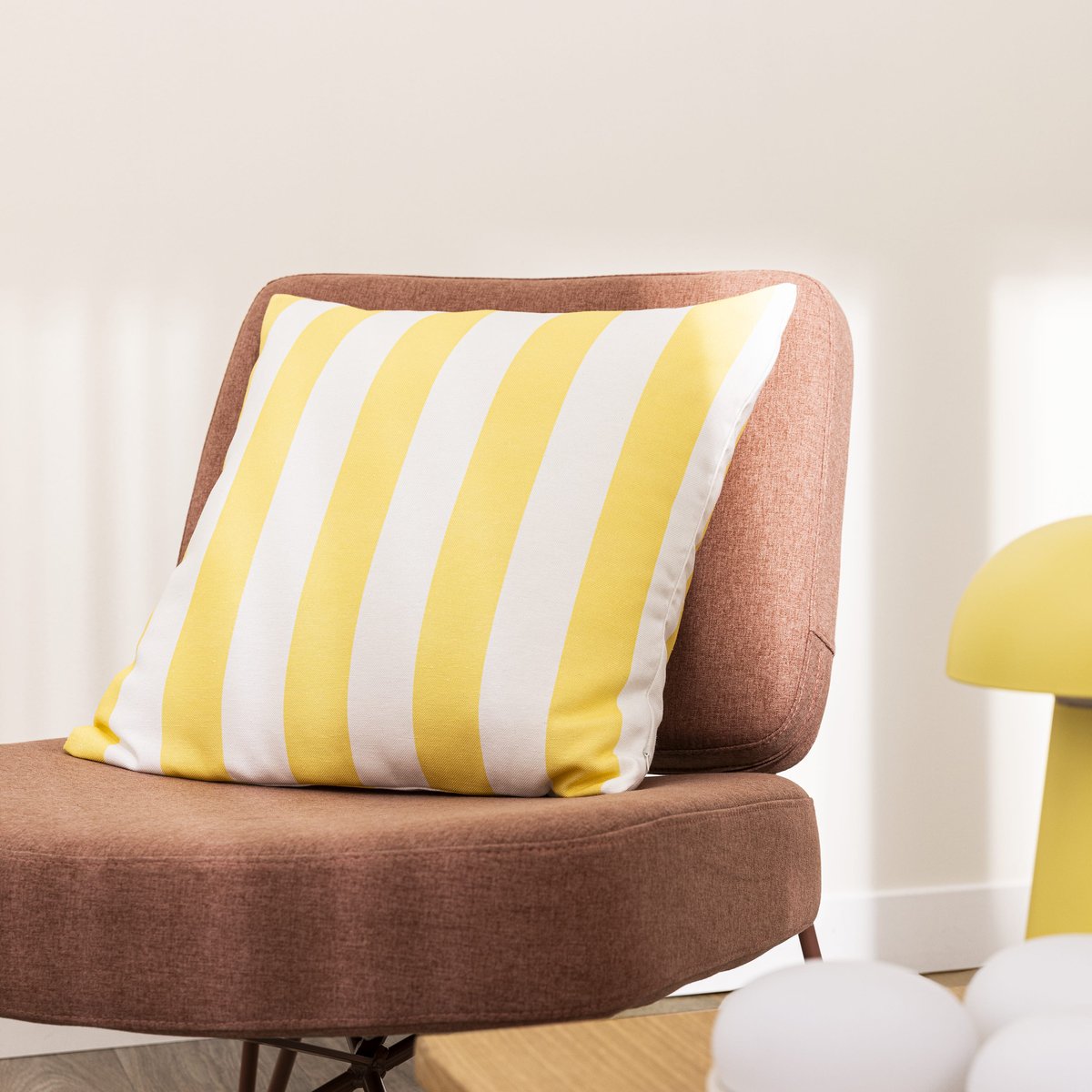 Housse de coussin coton polyester, SIGRID jaune citron frais, INSPIRE
