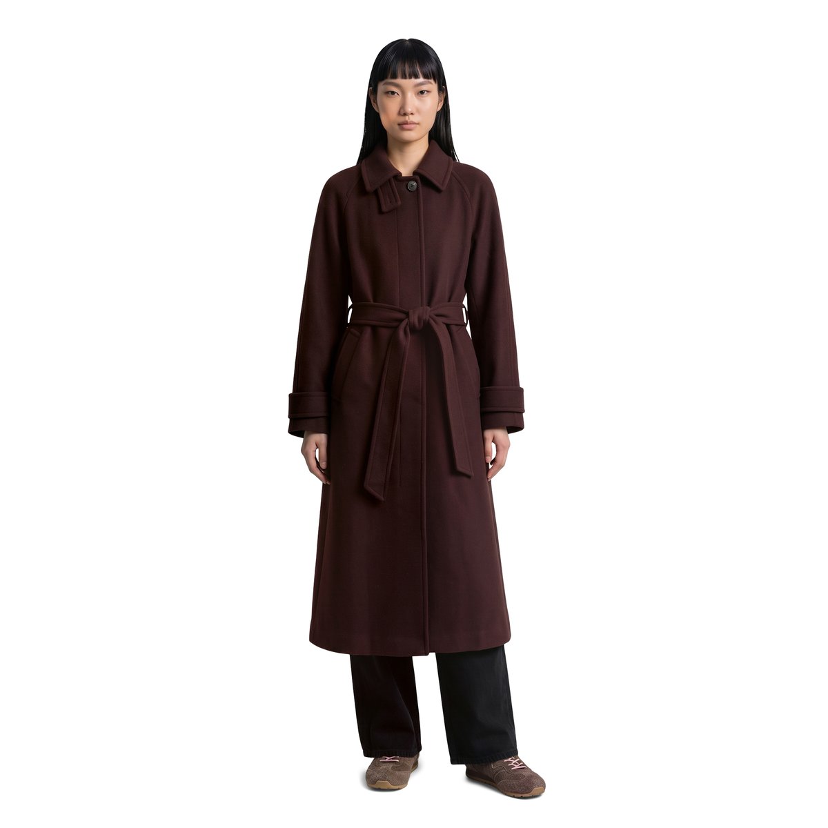Manteau en laine coupe classique en mélange de laine marron, MARC O’POLO DENIM