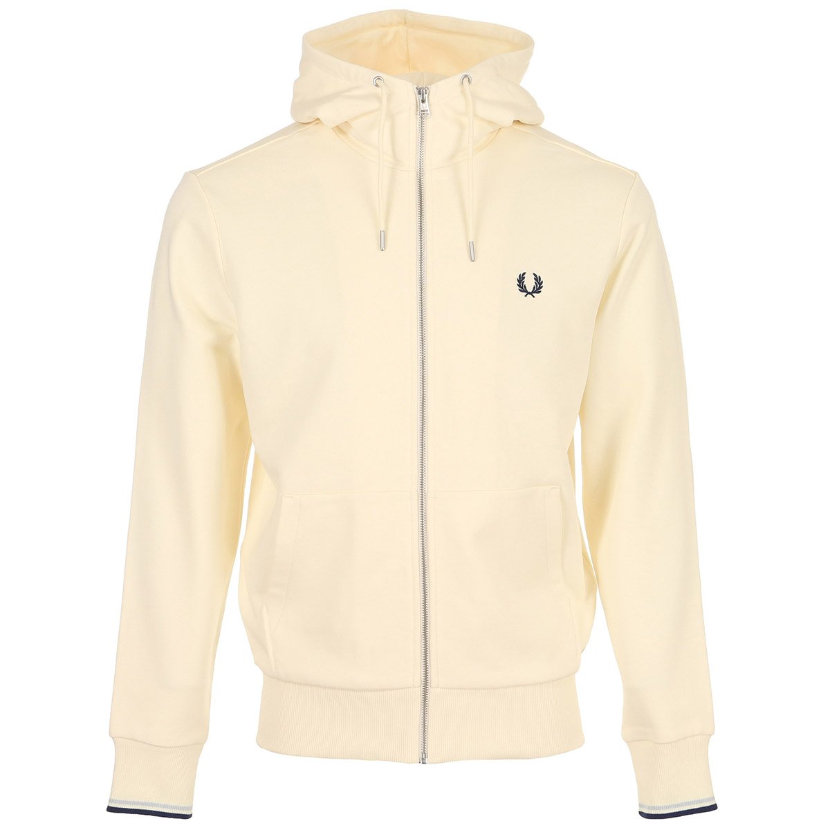 Veste sportswear HOODED ZIP THROUGH ecru navy, FRED PERRY