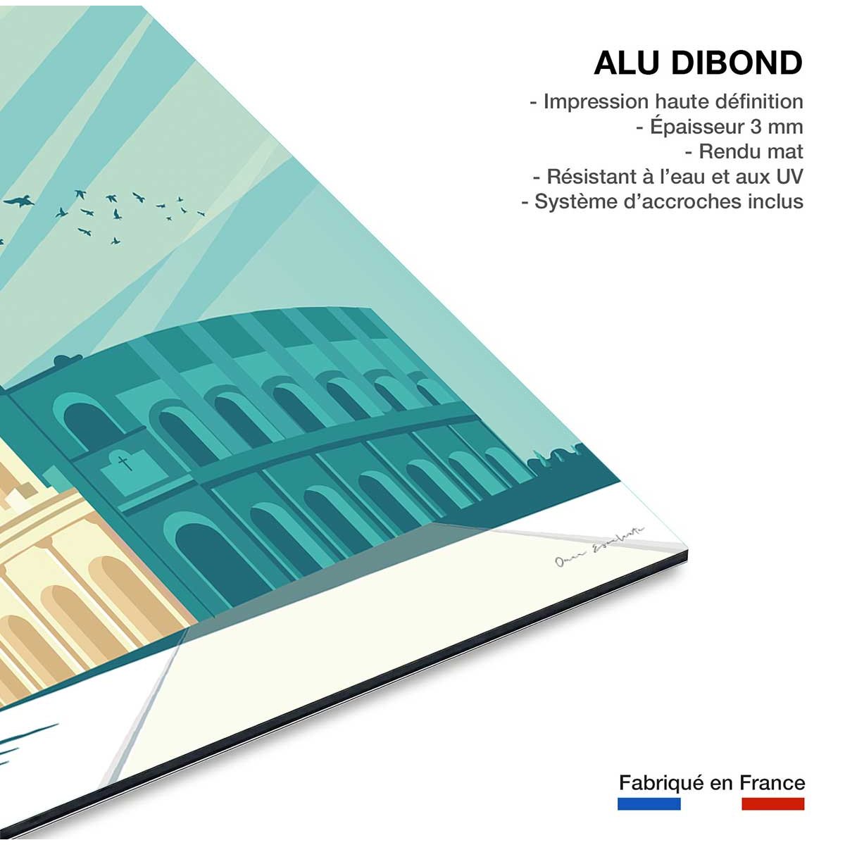 Tableau voyage Rome et Le colisée tableau alu dibond, HEXOA