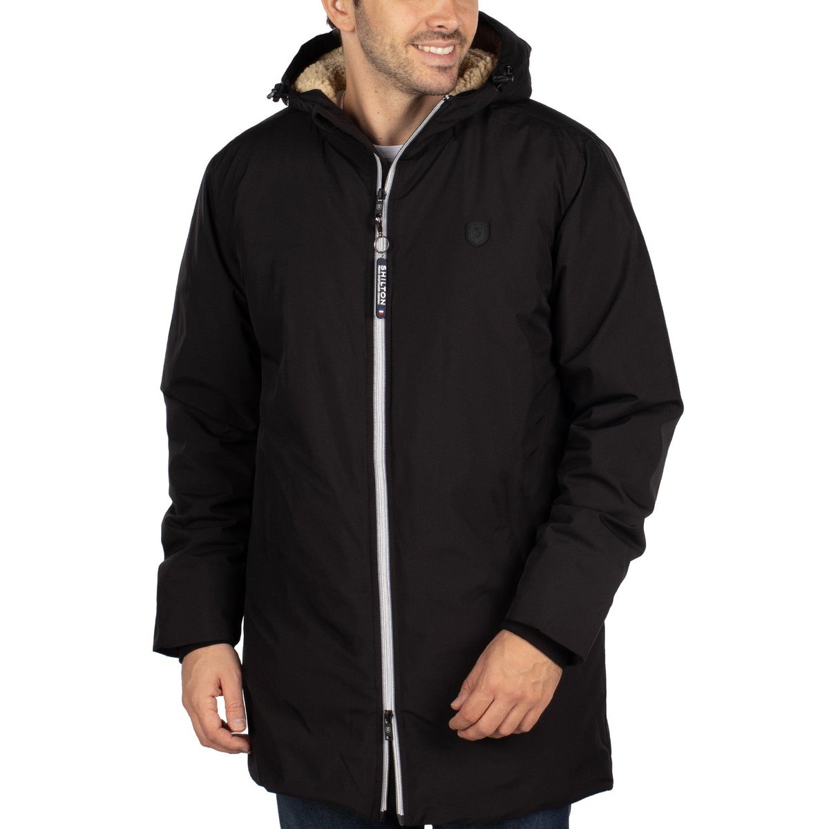 Parka à capuche patch noir, SHILTON