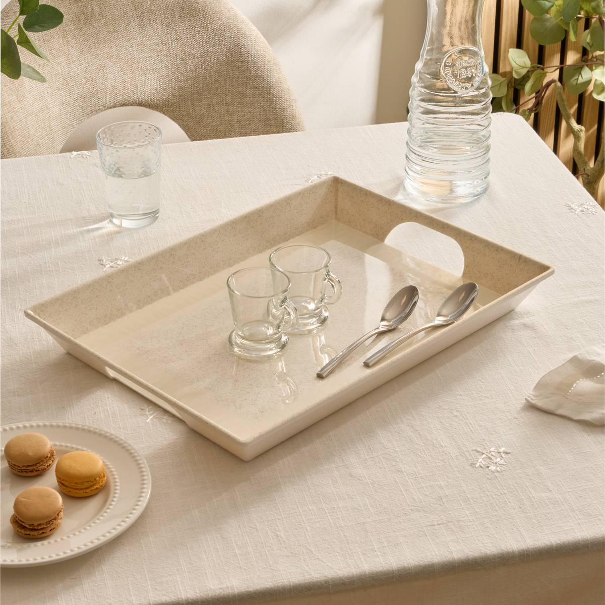 Plateau en mélamine SOLENE beige, ATMOSPHERA