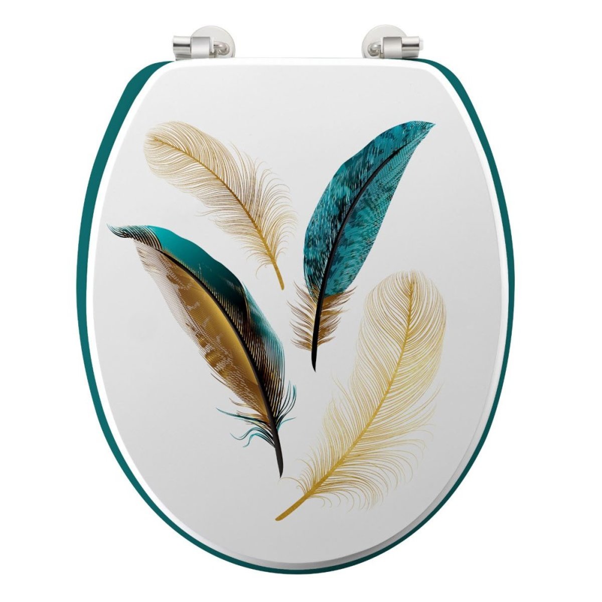 Abattant WC MDF charnières métal PLUMISS bleu, DECORATIE