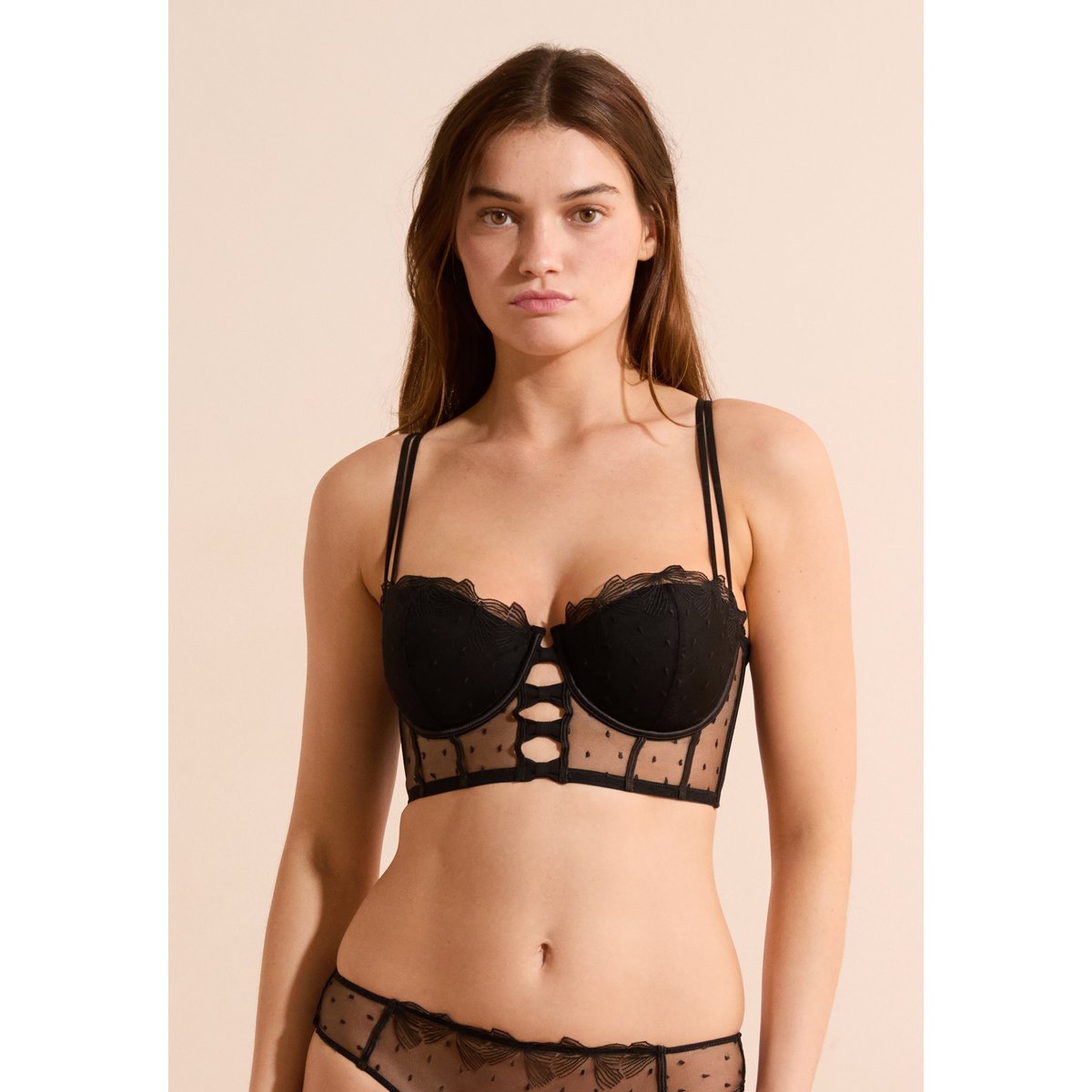 Soutien-gorge bustier en broderie DEMOISELLE noir, ETAM