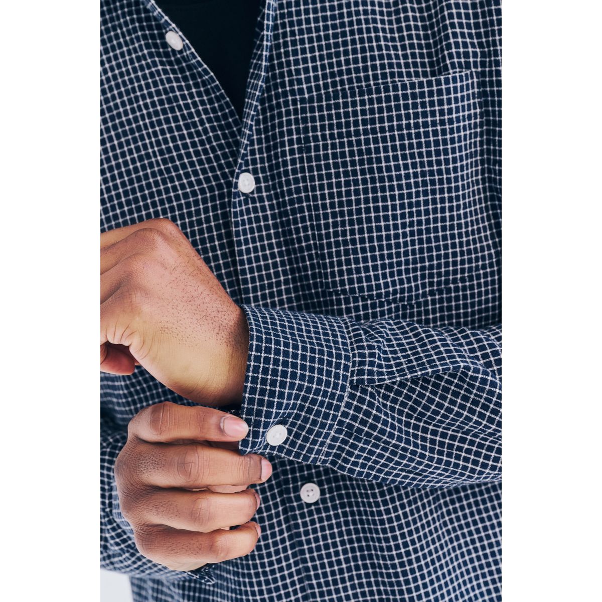 Chemise à manches longues et carreaux bleu marine, NEXT