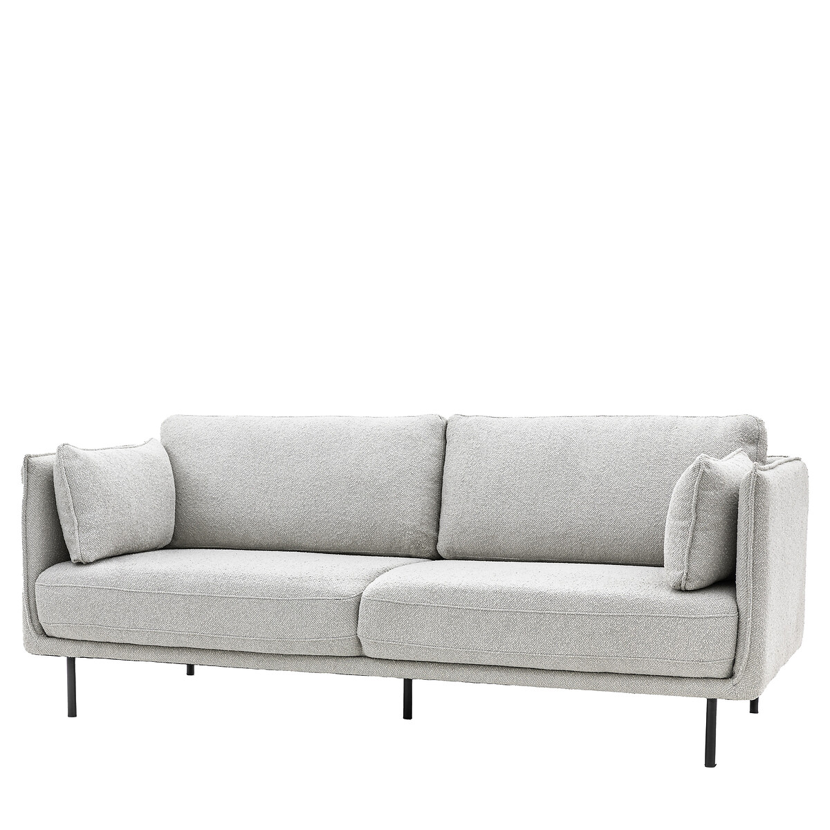Ashar Mid-Century Boucle 3-Seater Sofa with Black Metal Legs natural, ÉDITÉ