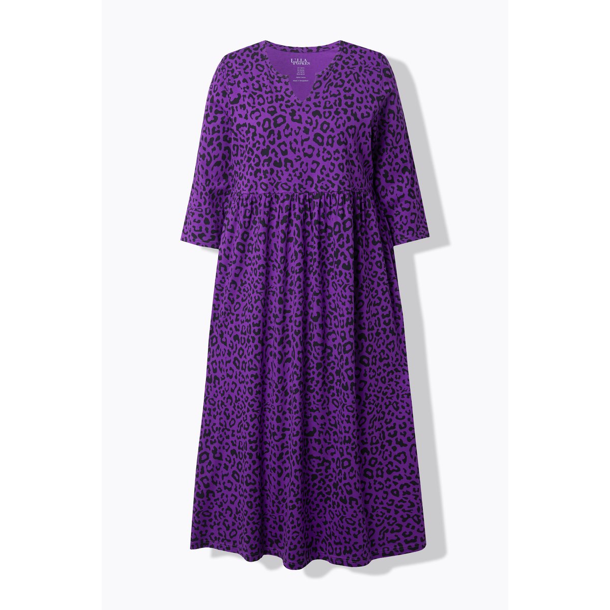 Robe en jersey à coupe évasée. Col tunisien violet, ULLA POPKEN