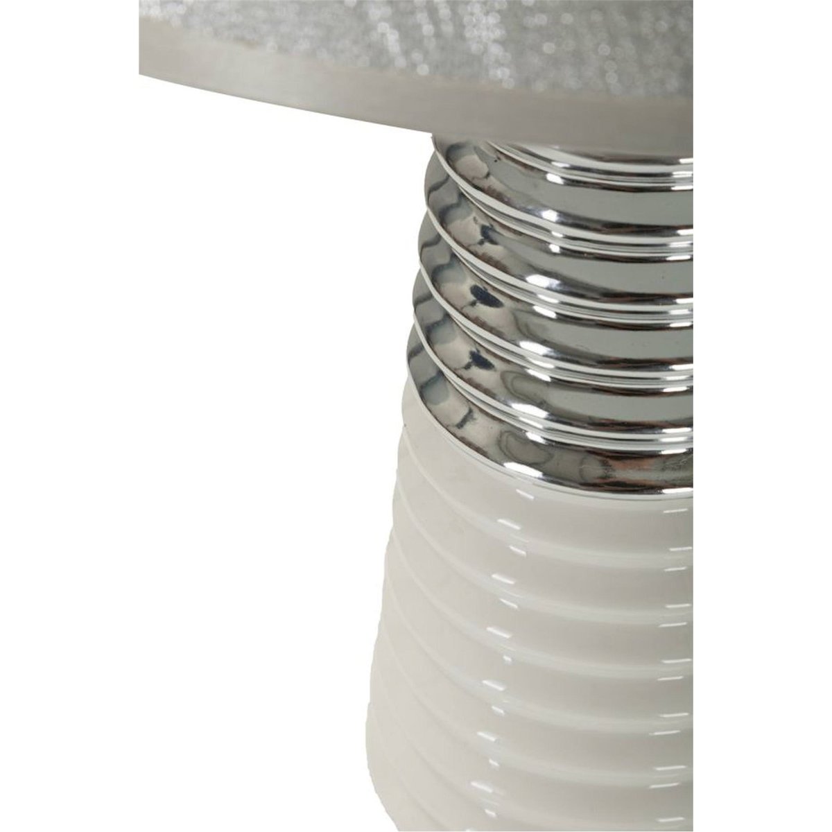 Lampe à poser en céramique striée GLAM blanc et argent, RECOLLECTION