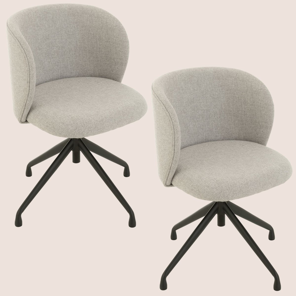 Chaises pivotantes réglables en hauteur en lin (lot de 2) - MIA gris, HELLIN, DEPUIS 1862