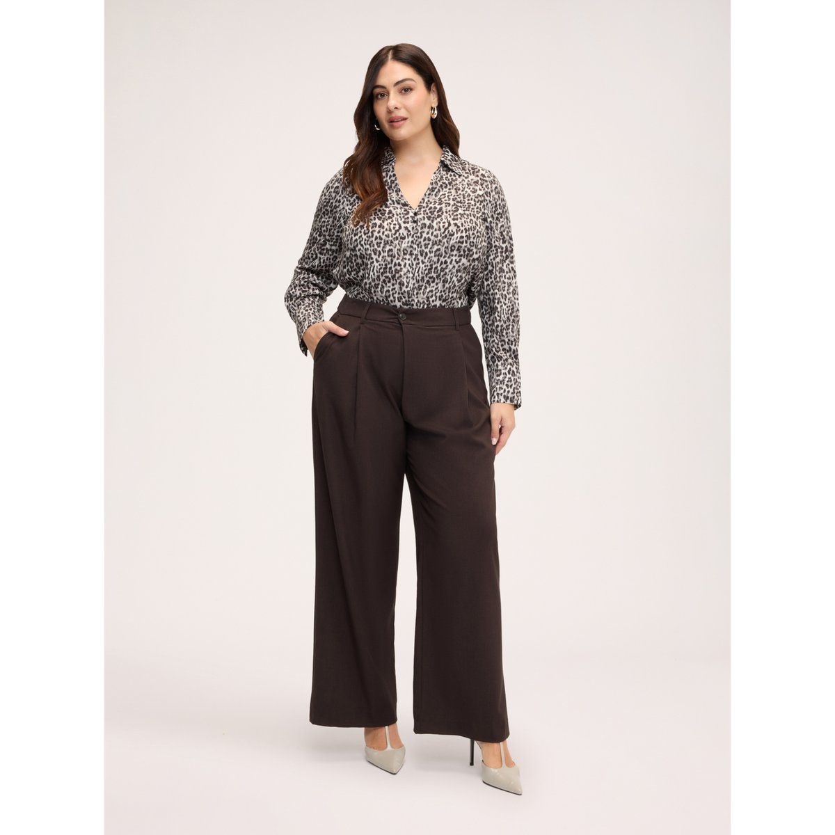 Blouse à imprimé animalier gris, FIORELLA RUBINO