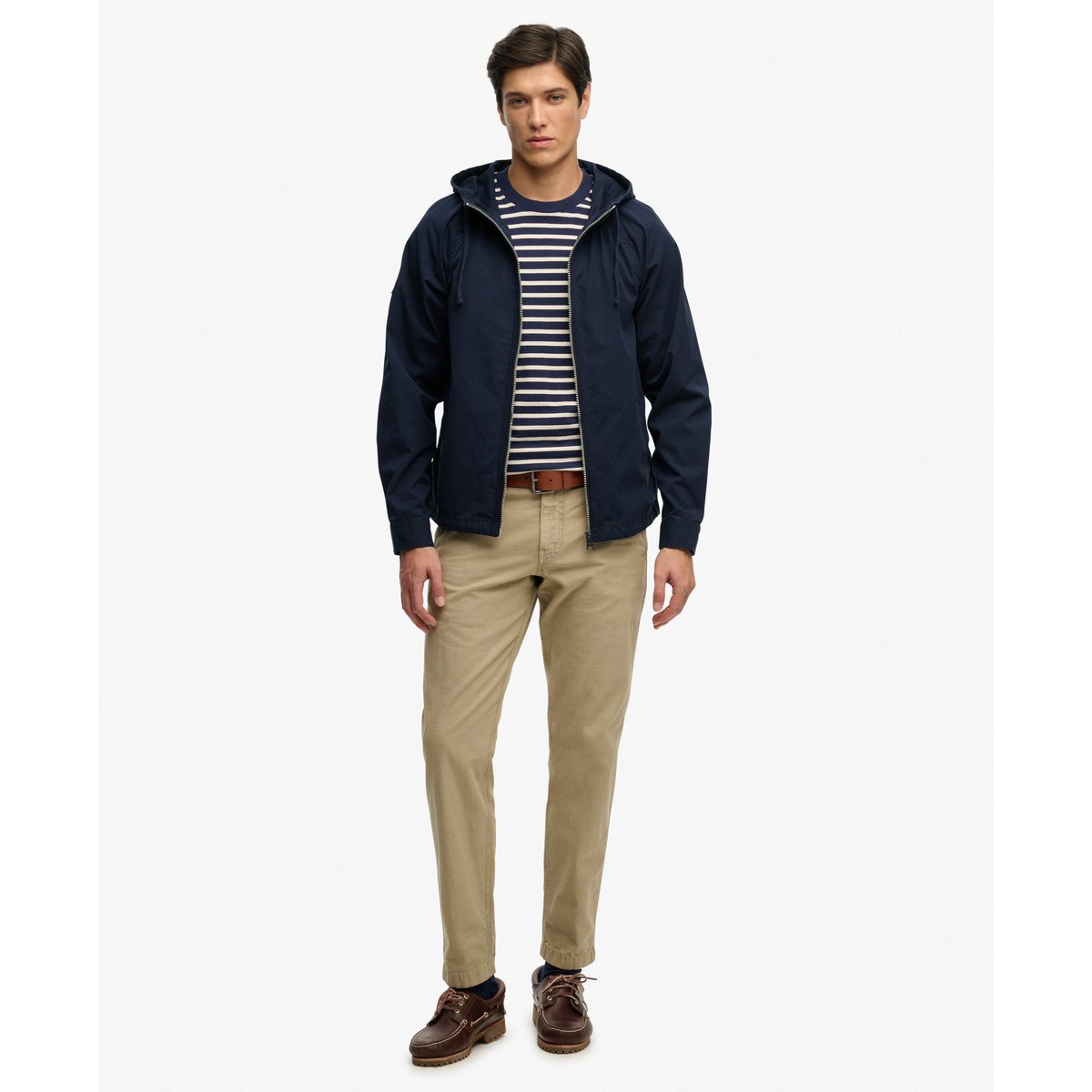 Veste à capuche en twill lavé bleu marine délavé, SUPERDRY