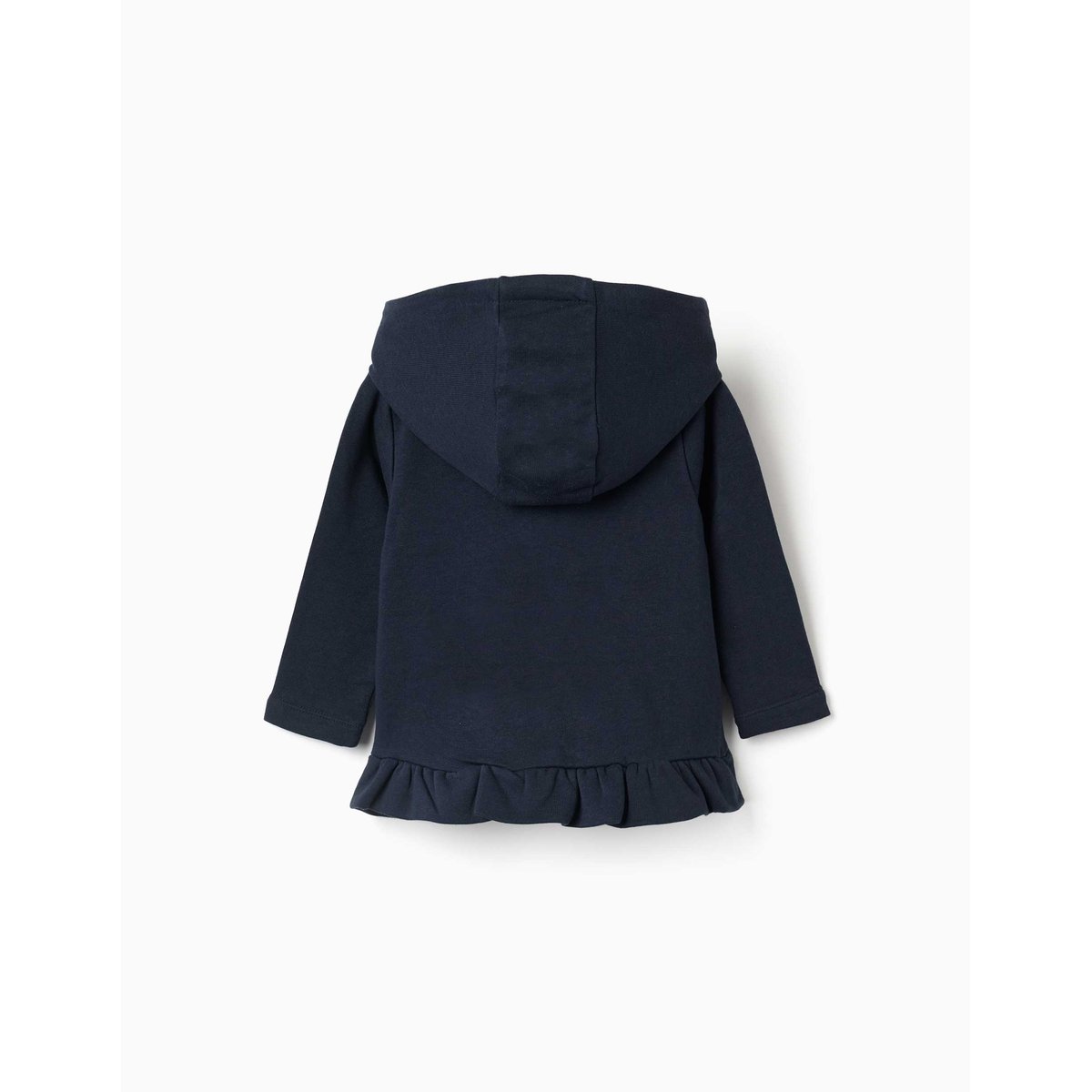 Sweat zippé en molleton à capuche avec imprimé bleu foncé, ZIPPY