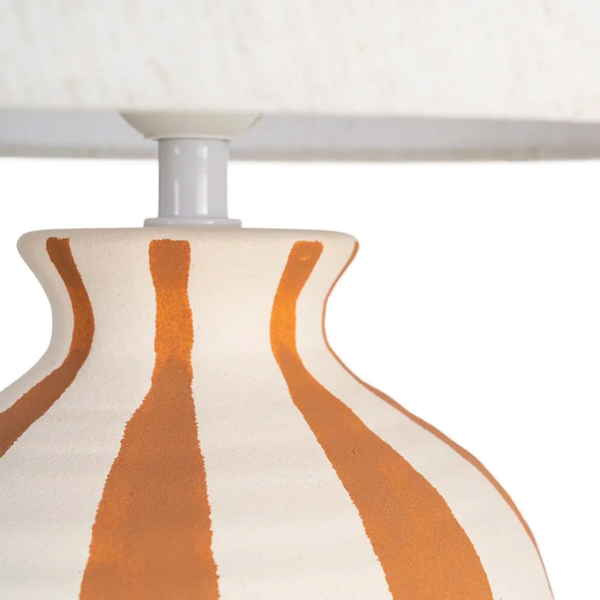 Lampe à poser céramique blanche rayures terracotta 30x30x55.5cm marron, WADIGA