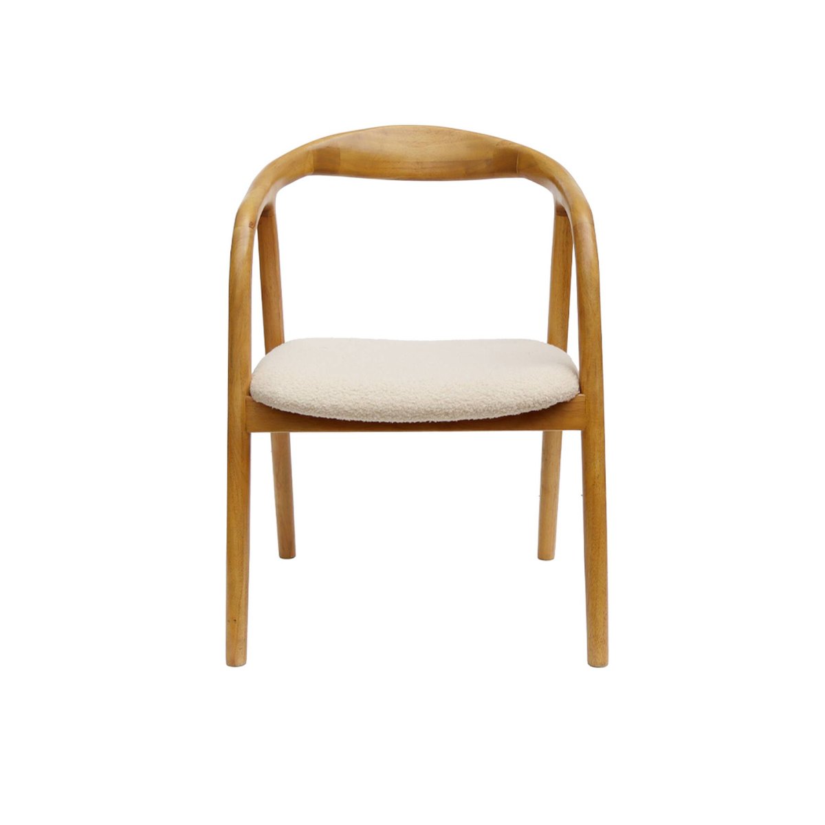 Fauteuil bois d'hévéa et bouclette (lot de 2) SARA naturel, SWEEEK