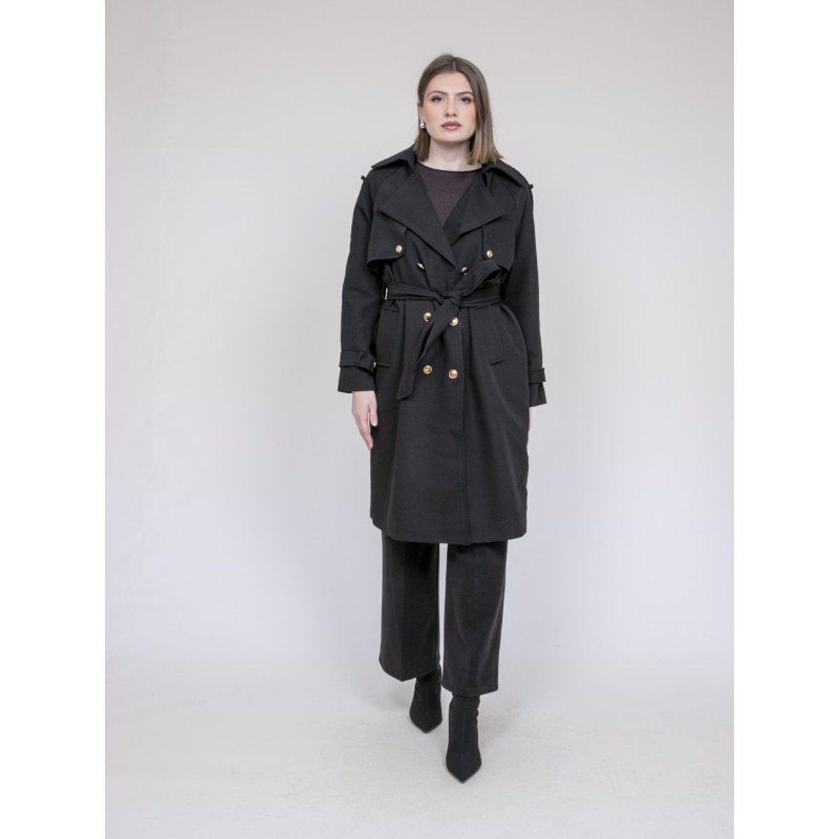 Trench Long Unzile noir, DONA LISA