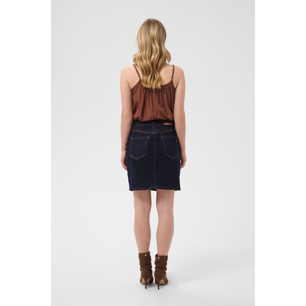 Jupe casual bleu chicago rinse blue denim tobac, CREAM