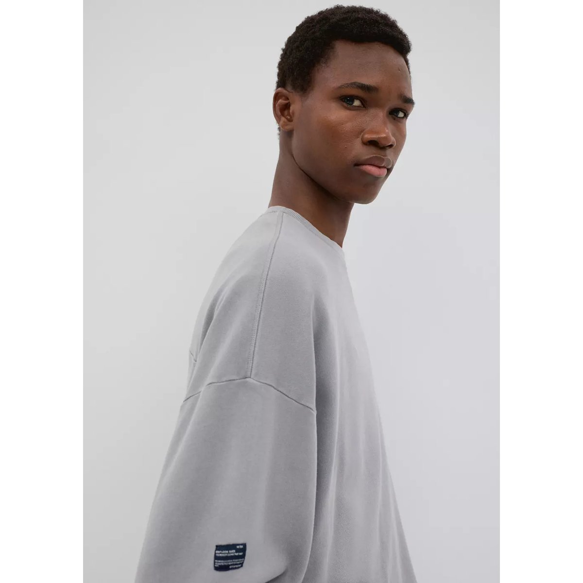 Sweat coton détail empiècement gris, MANGO TEEN