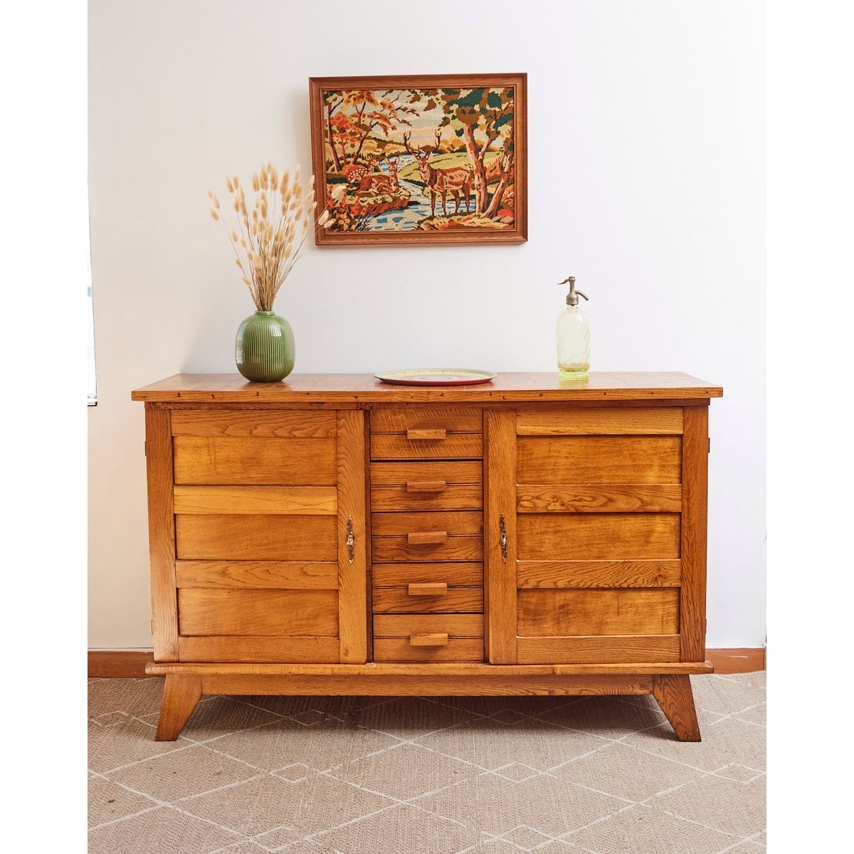 Buffet en bois massif Gilbert N°1457 - Bon état bois clair, DEBONGOUT