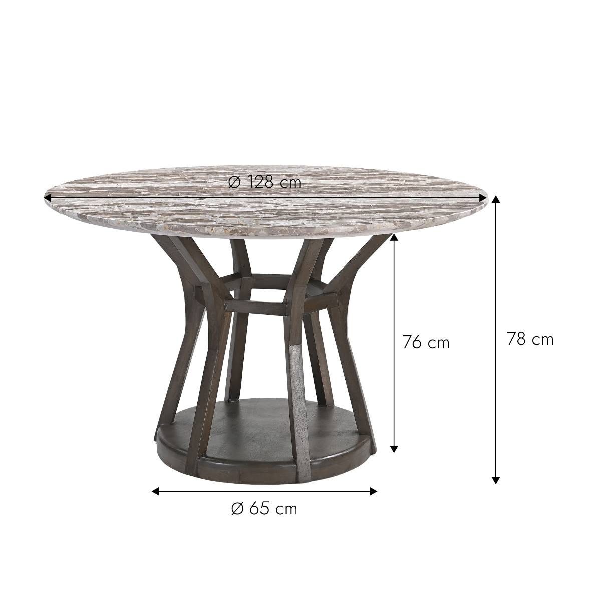 Table à manger en bois de manguier et en marbre ZELIA bois foncé, MADE IN MEUBLES