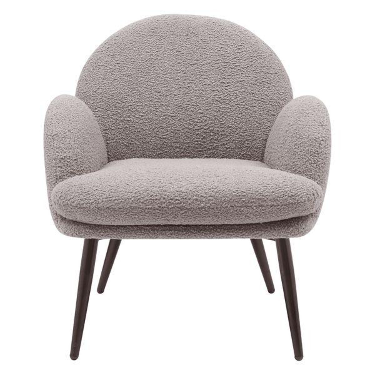 Fauteuil tissu effet laine bouclette gris foncé taupe, ZAGO