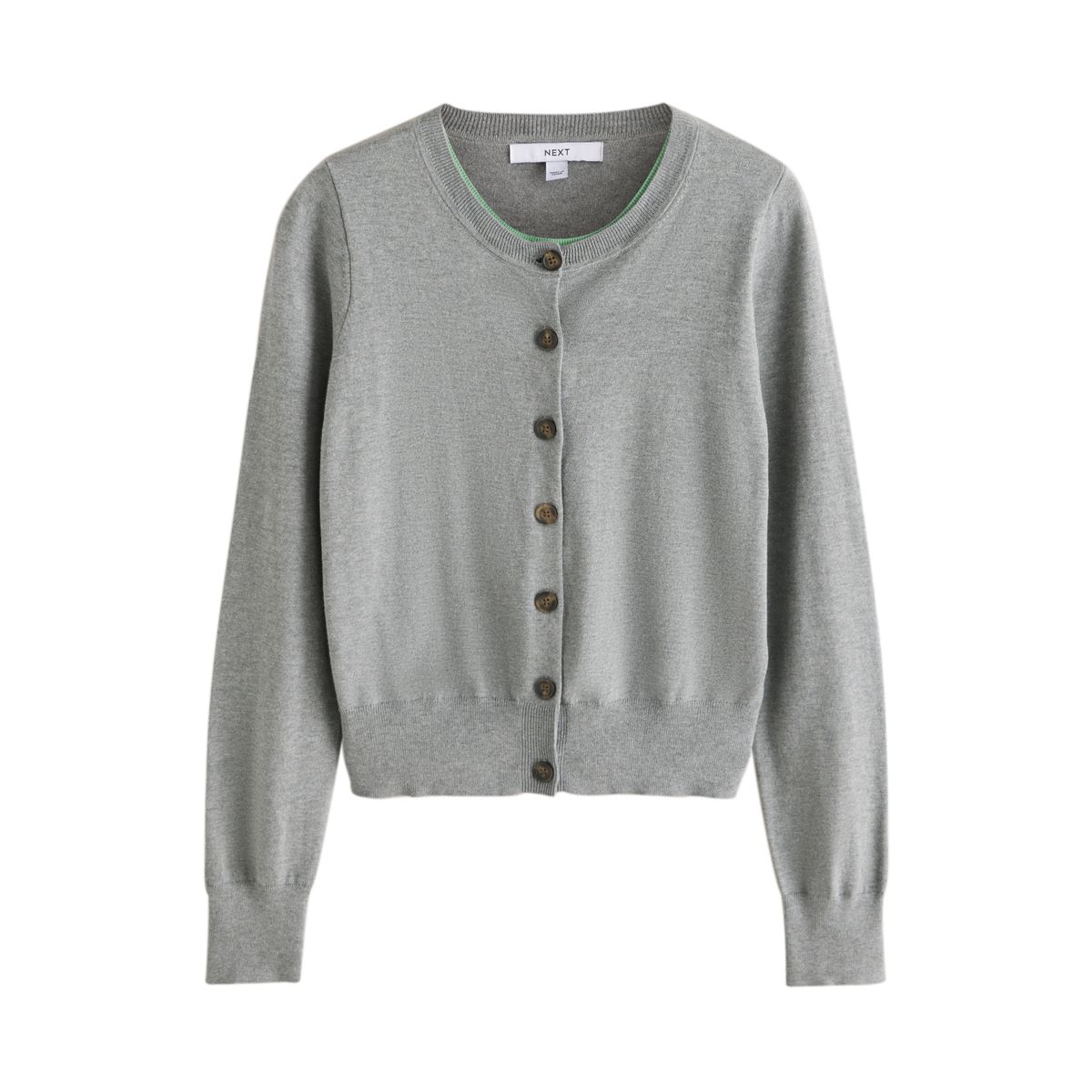 Cardigan à effet superposé avec coton doux gris/vert, NEXT