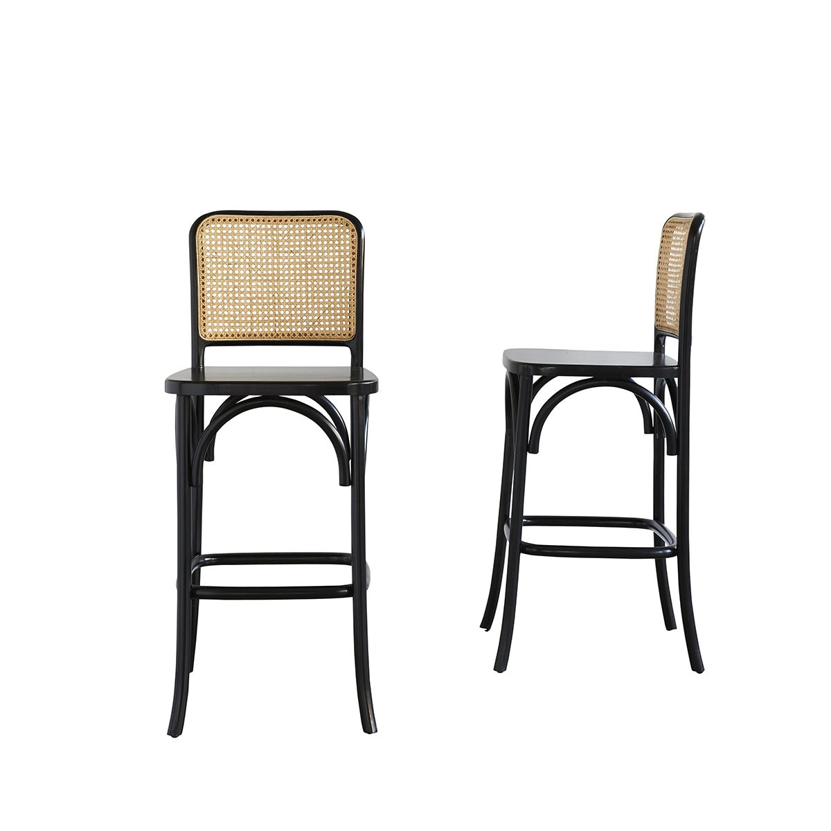 Lot de 2 tabourets de bar en bois d'acajou  ARON noir, BERAH GETAH