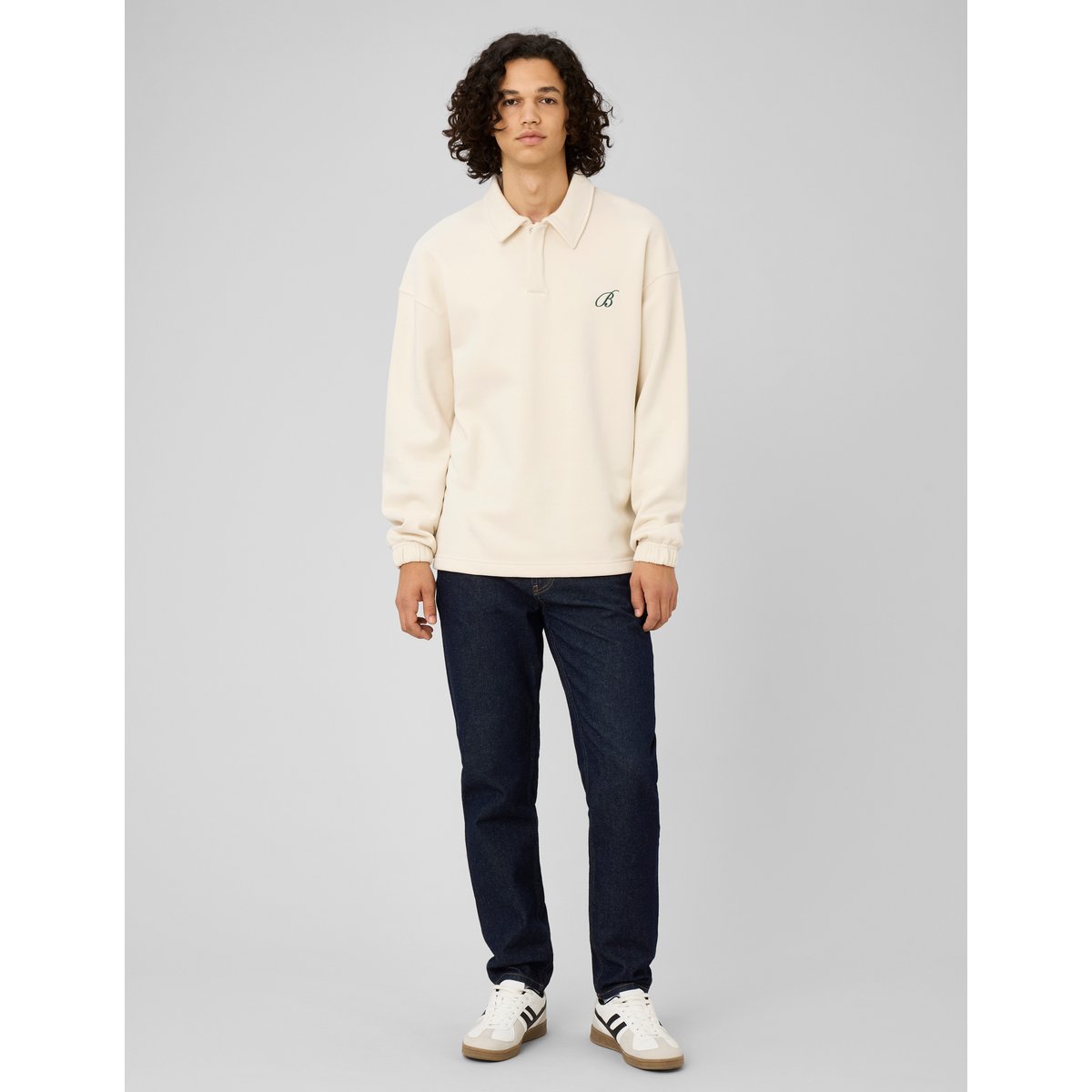 Sweat col polo naturel, BZB