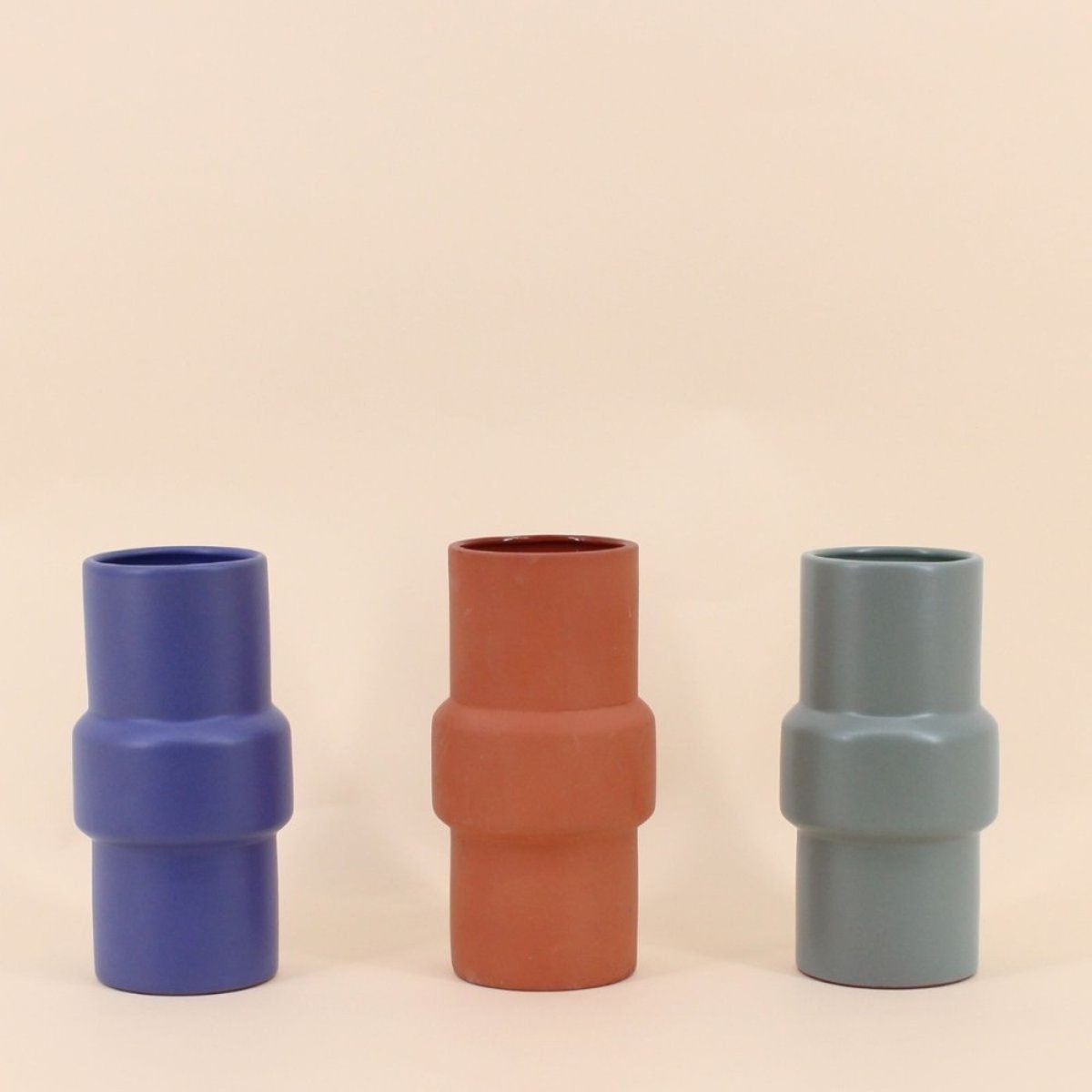 Vase tube rond, H20cm bleu, ORNAMI