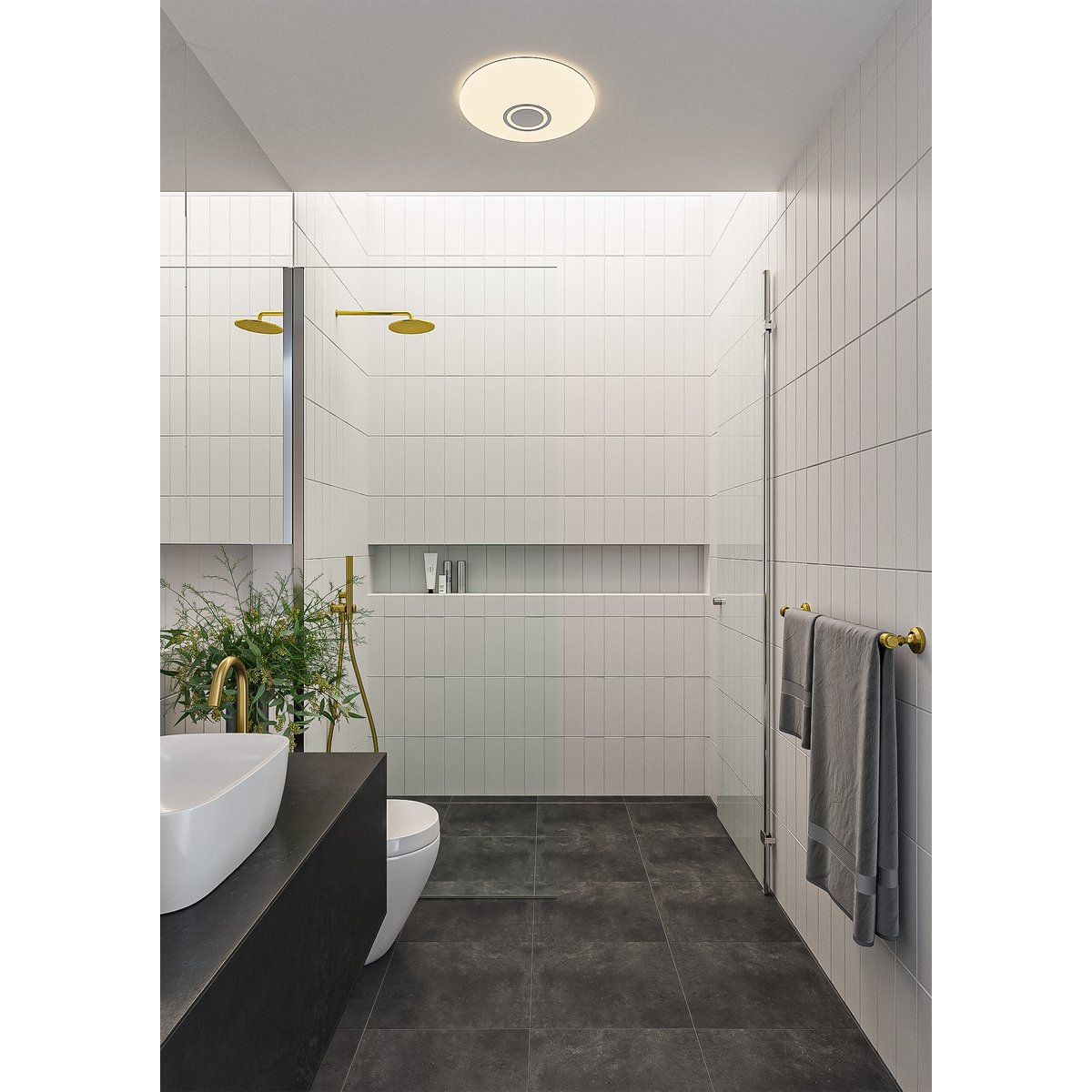 Plafonnier LED intégrée changement de couleur salle de bain en plastique, DJAY SMART blanc, NORDLUX