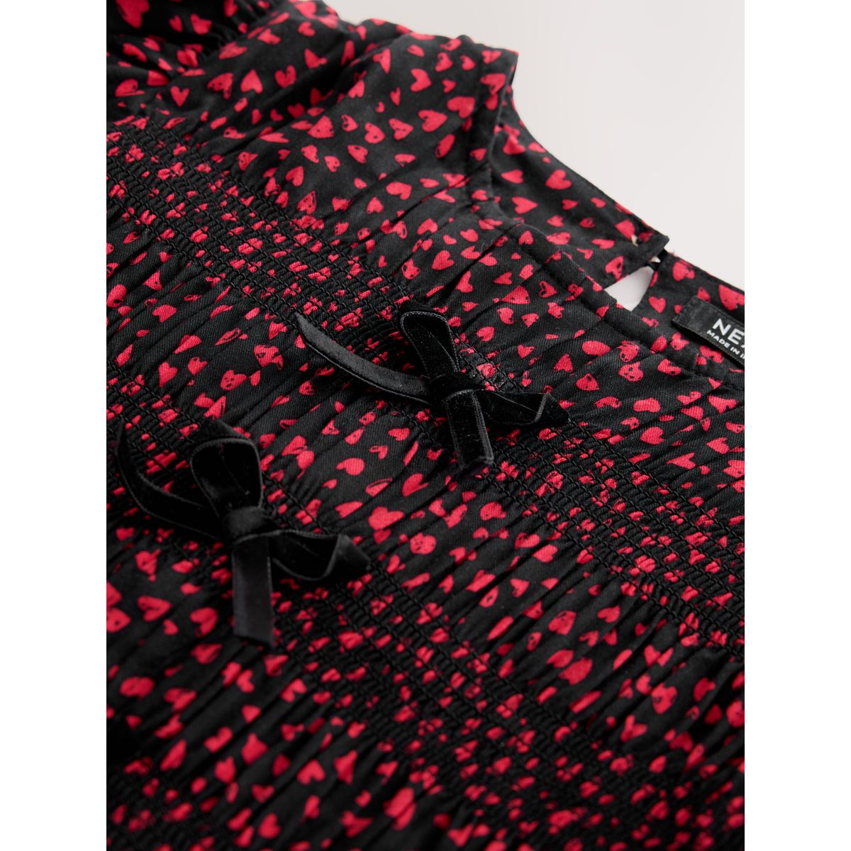 Robe à manches longues et nœud cœur rouge et noir, NEXT