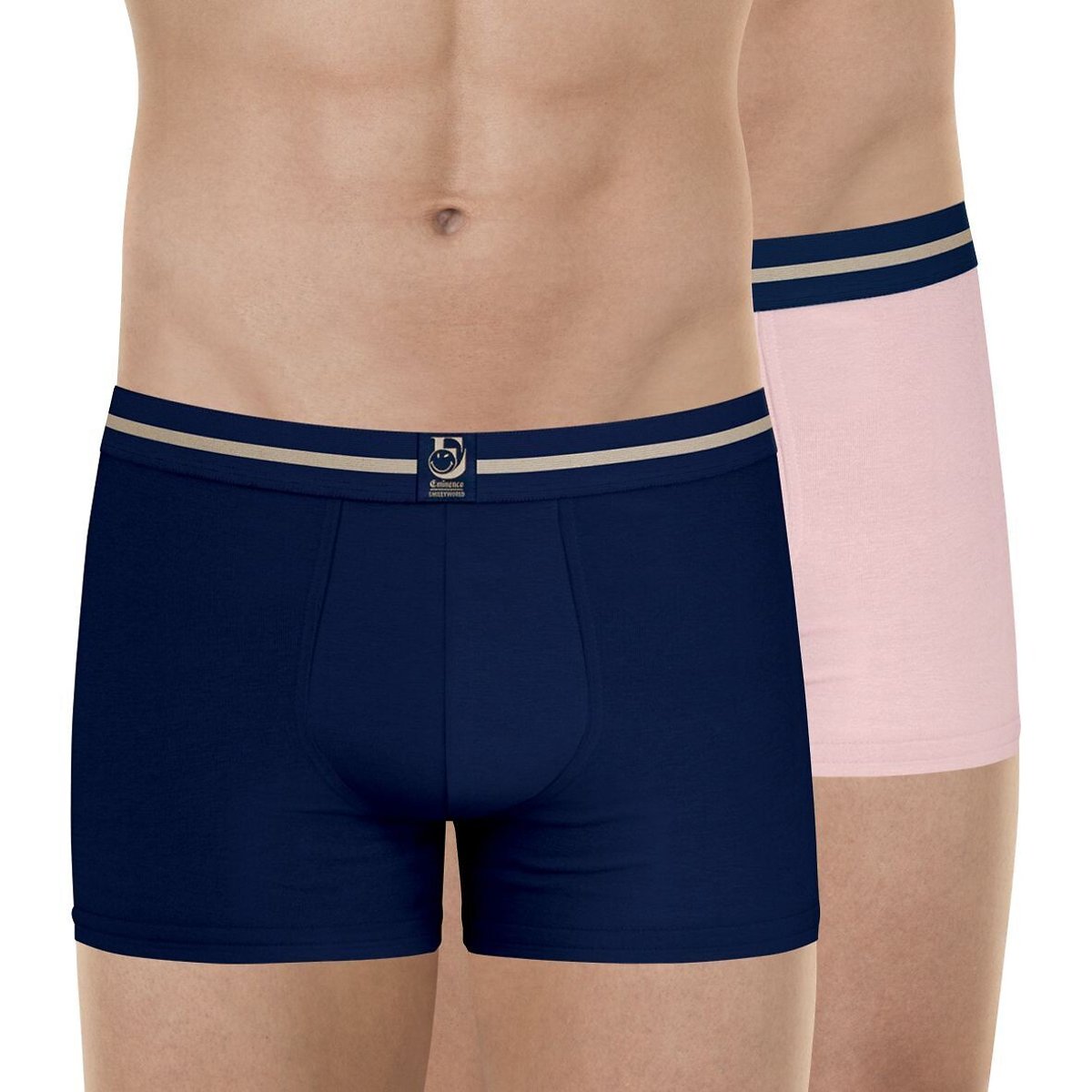 Set van 2 boxershorts voor heren Smiley Eminence blauw+roze, EMINENCE