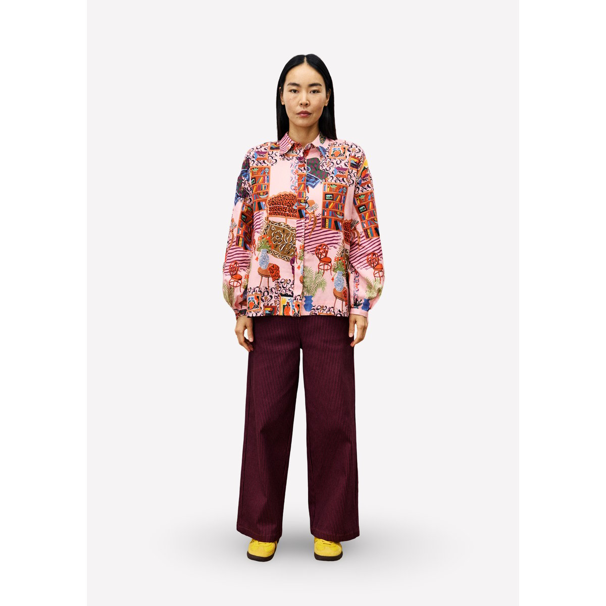 Chemise  en coton GERBERA salon rose, FRNCH