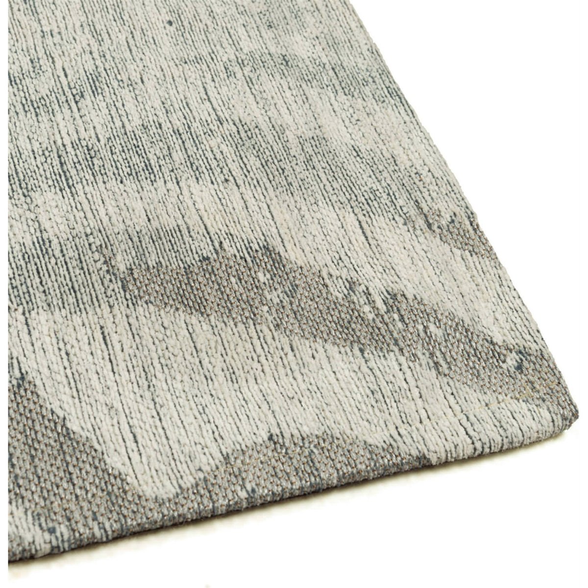 Tapis rectangulaire tissé, ZEBRA gris perle à rayures bleu ardoise, RECOLLECTION