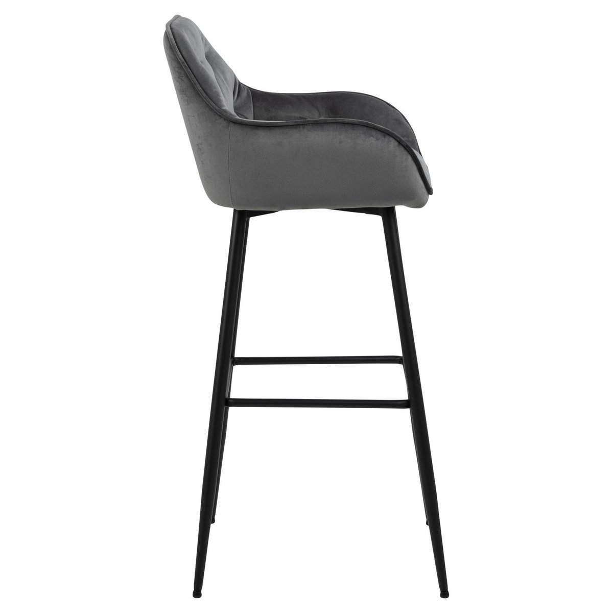 Lot de 2 chaises de bar rembourrées en velours avec accoudoirs FLORIE gris, TOILINUX