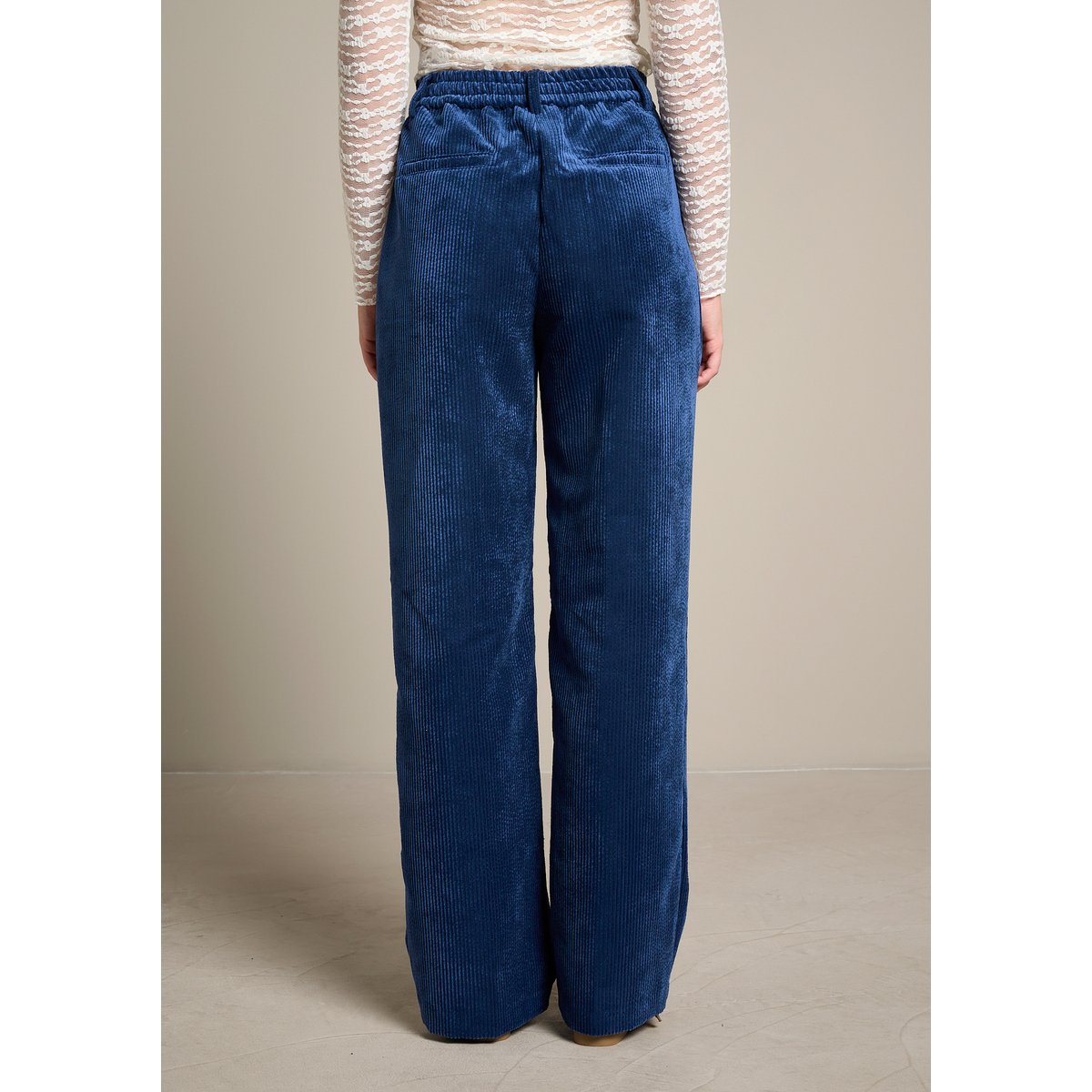 Pantalon large en velours côtelé bleu marine, LOLALIZA