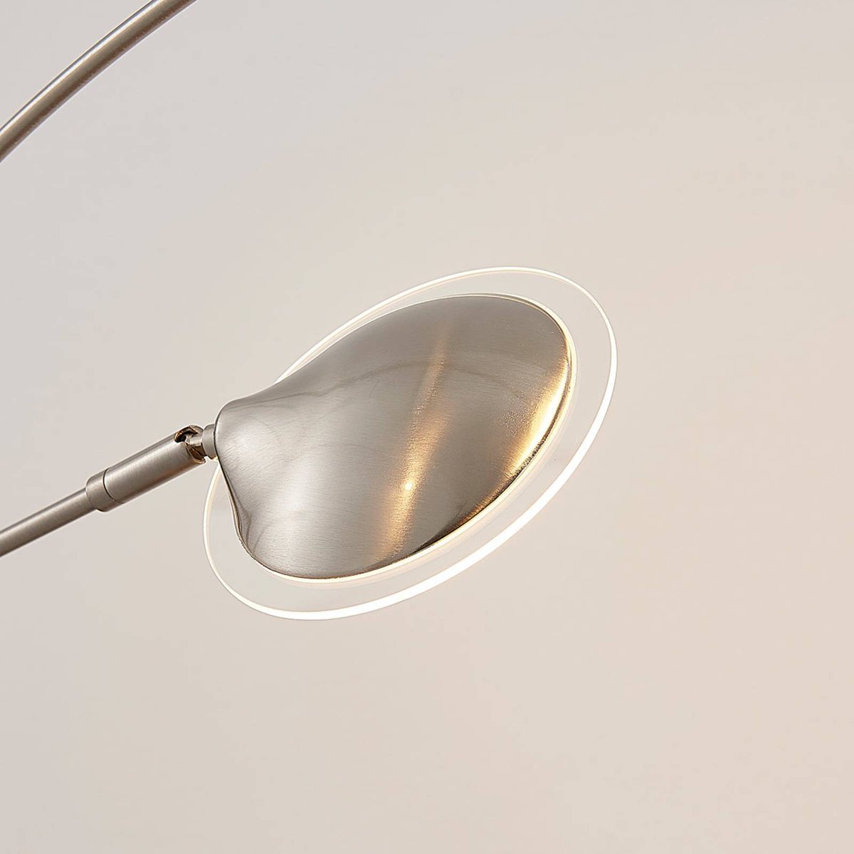 Lampadaire en métal moderneLED, Anea nickel mat, blanc givré, LINDBY