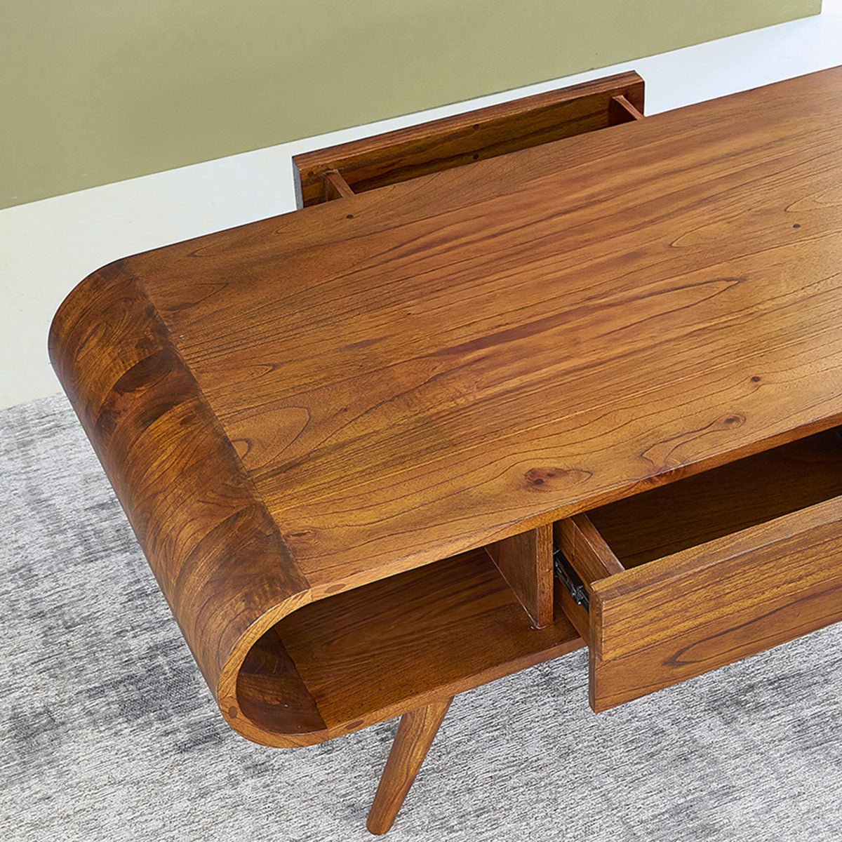 Table basse en bois massif 120 cm 2 tiroirs APOLLINE marron, BERAH GETAH