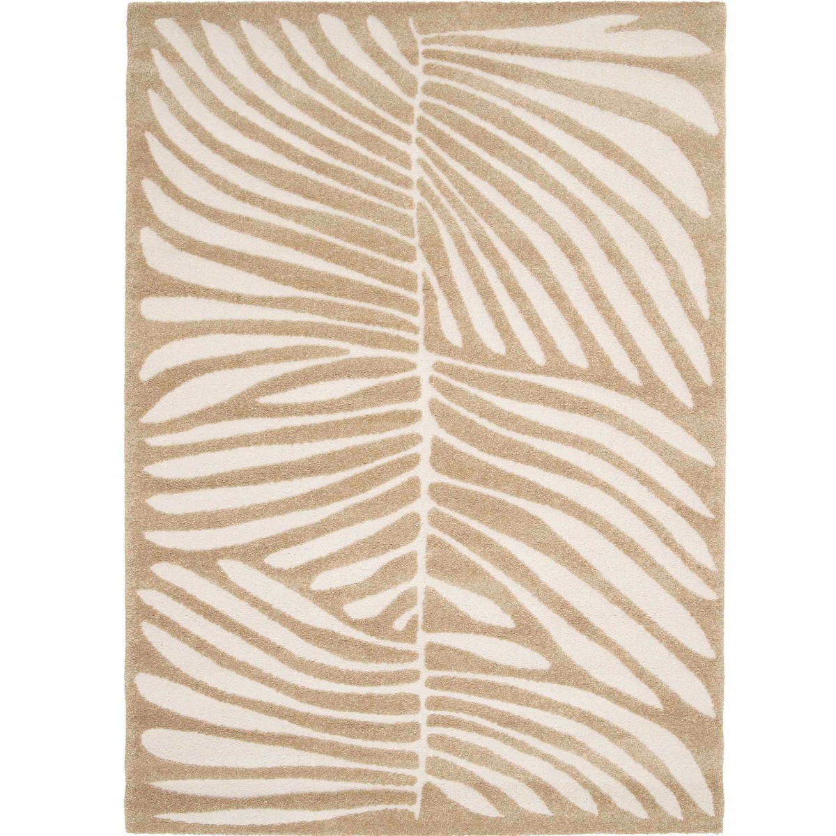 Tapis à relief doux moderne DESIGN LEAVES beige, THE DECO FACTORY