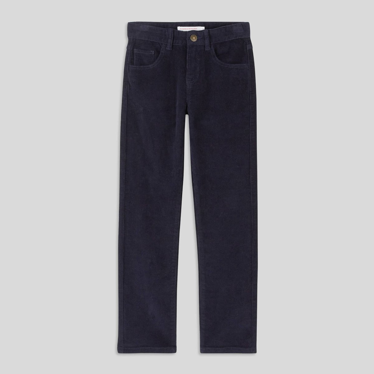 Pantalon droit en velours marine, MONOPRIX
