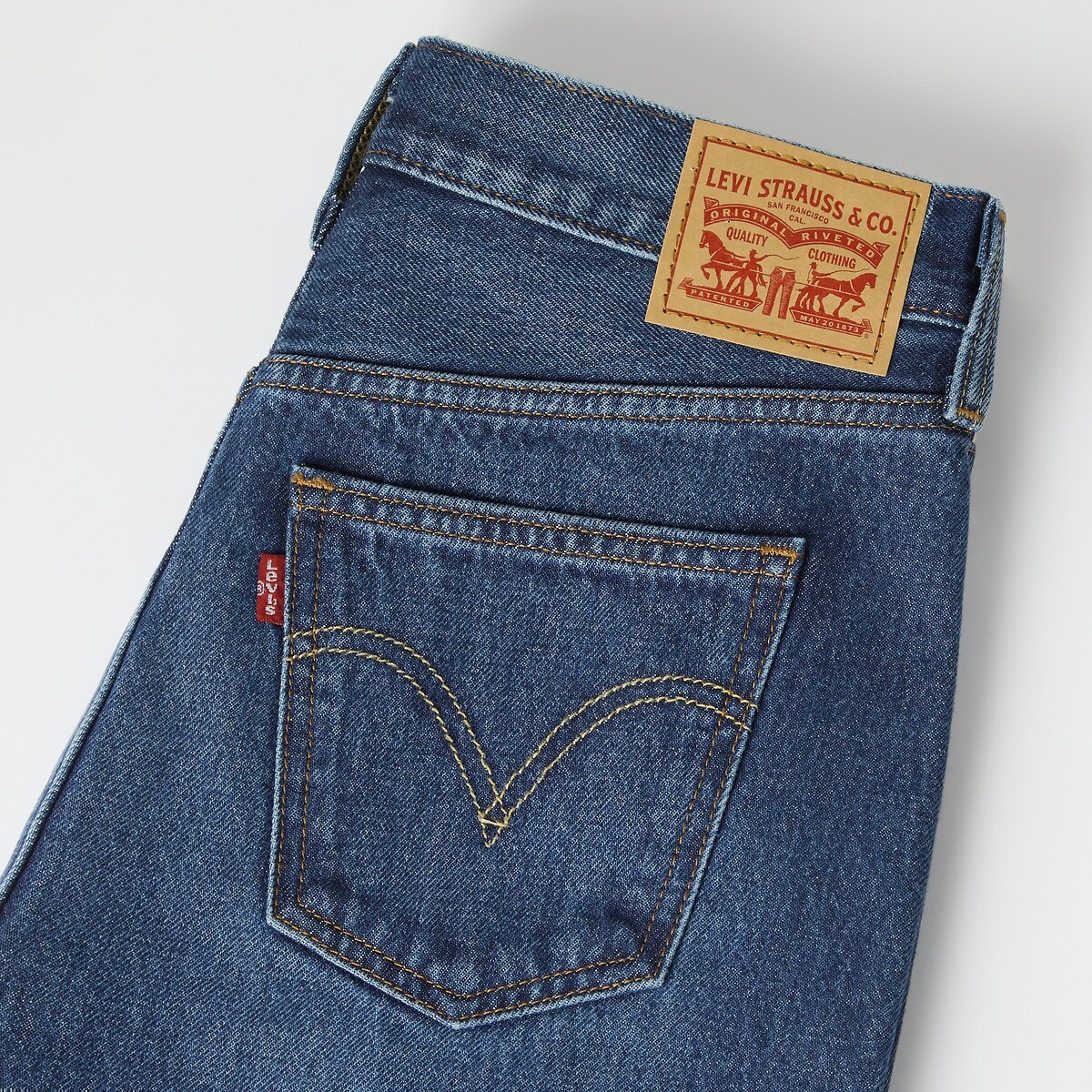 Jupe droite midi fendue en denim indigo, LEVI'S