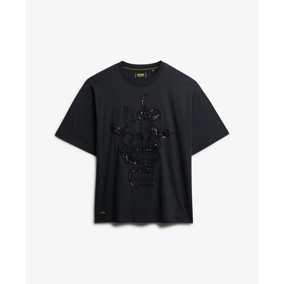 T-shirt Oversized Tattoo Orné noir, SUPERDRY