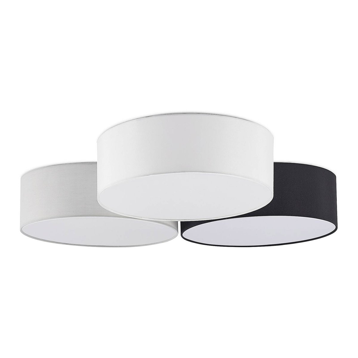 Plafonnier en textile moderneLED, Janita gris, noir, blanc, LINDBY