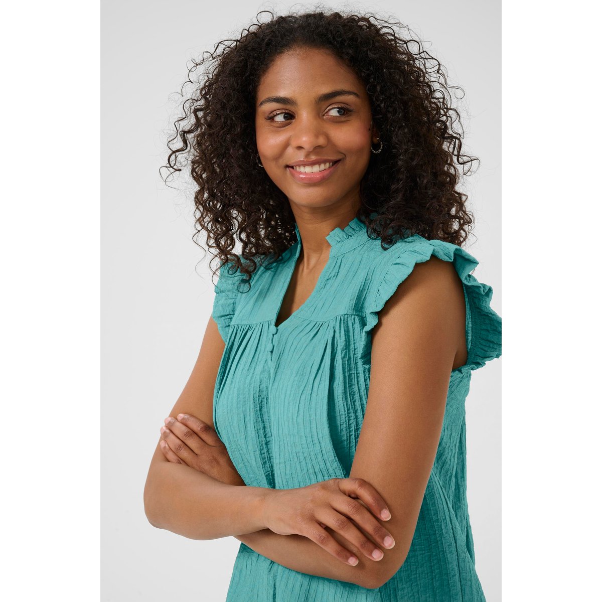 Sleeveless blouse bleu teal, KAFFE