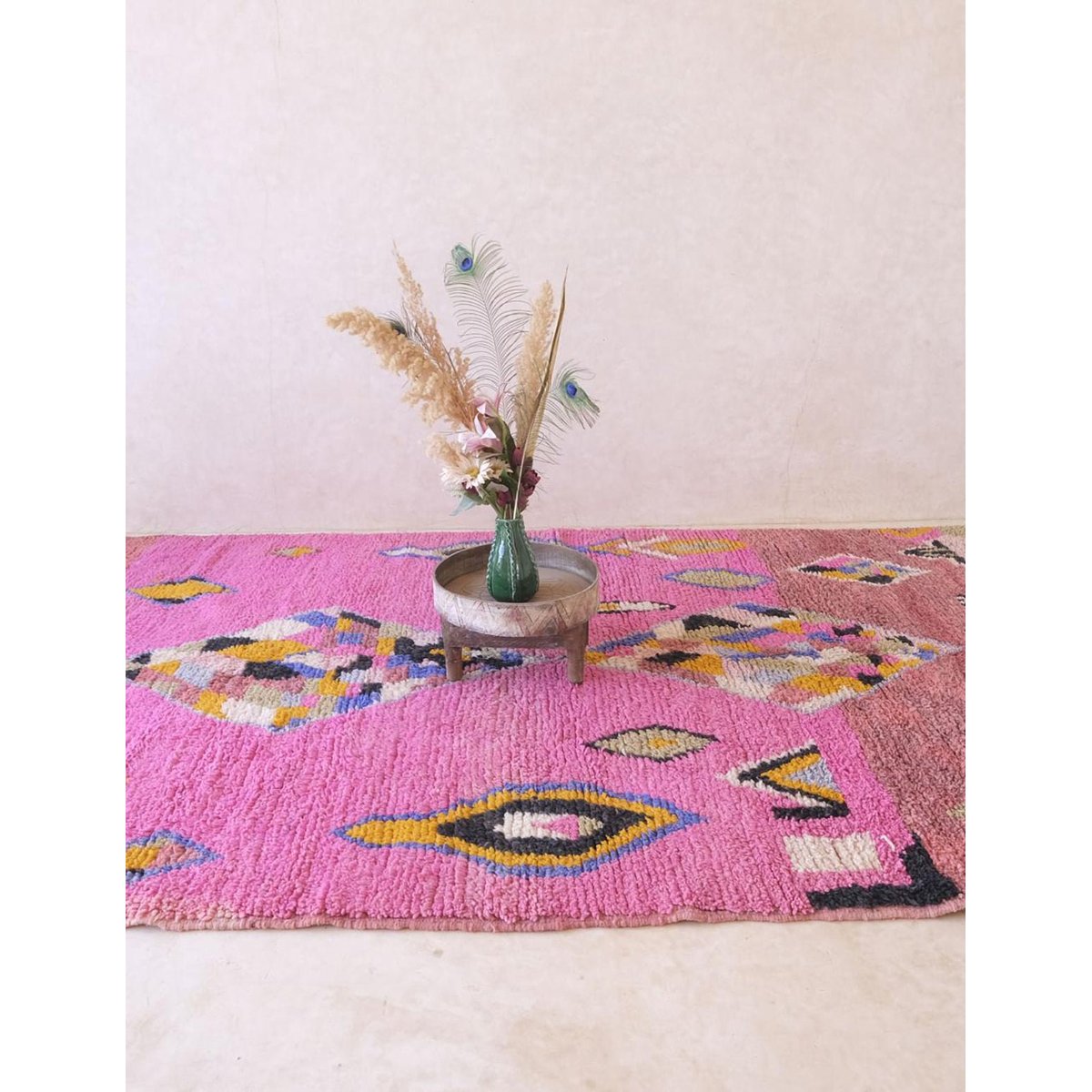 Tapis berbère en laine Boujad 196 x 312 cm rose poudrée, AFK LIVING