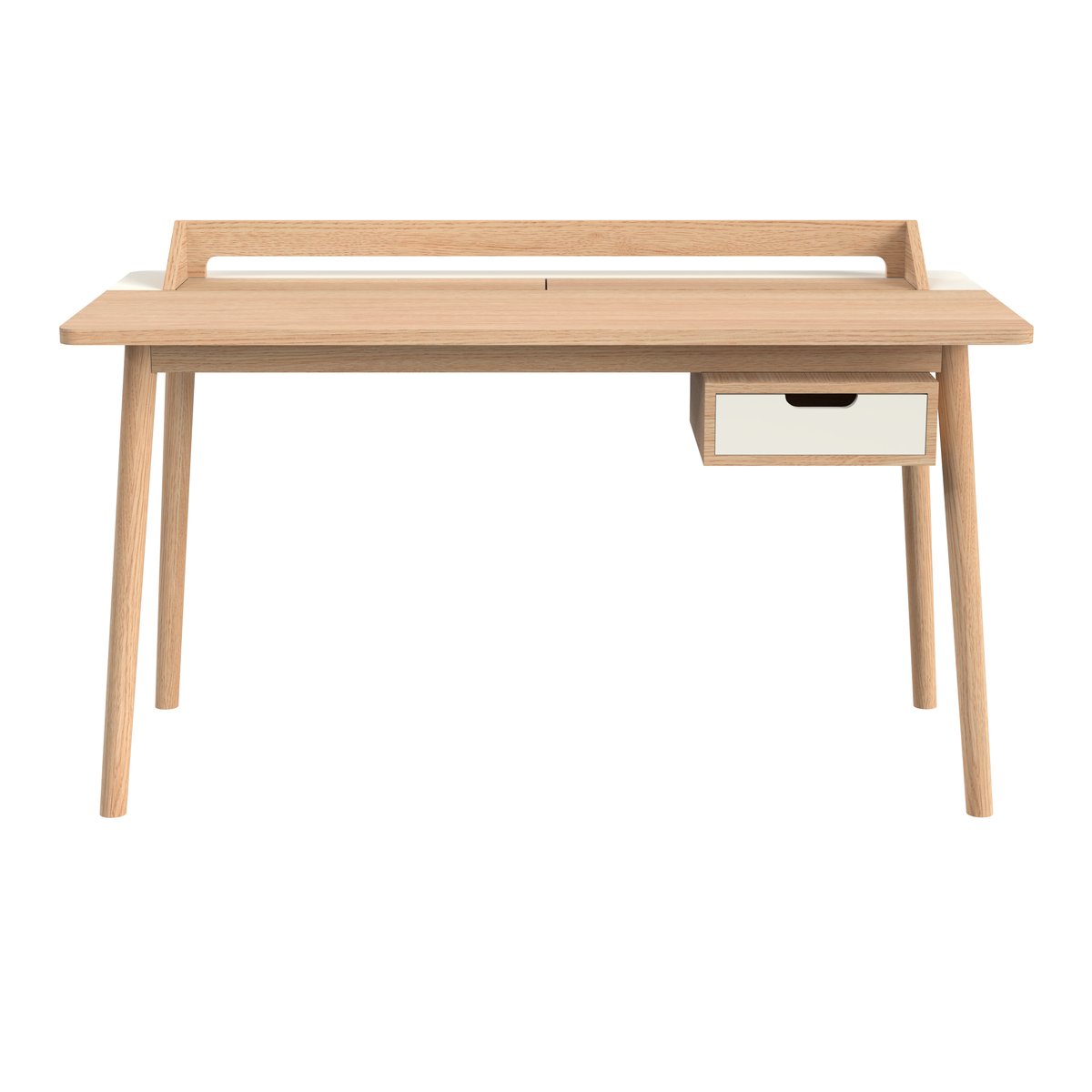 Bureau en chêne avec tiroir et pupitre, HONORÉ blanc, HARTO