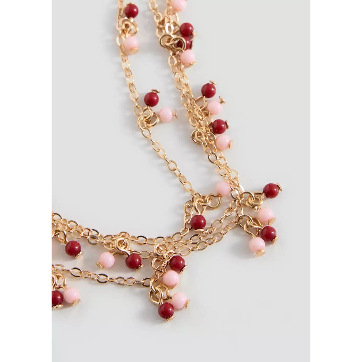 Collier multichaînes à perles effet cristal or, MANGO TEEN