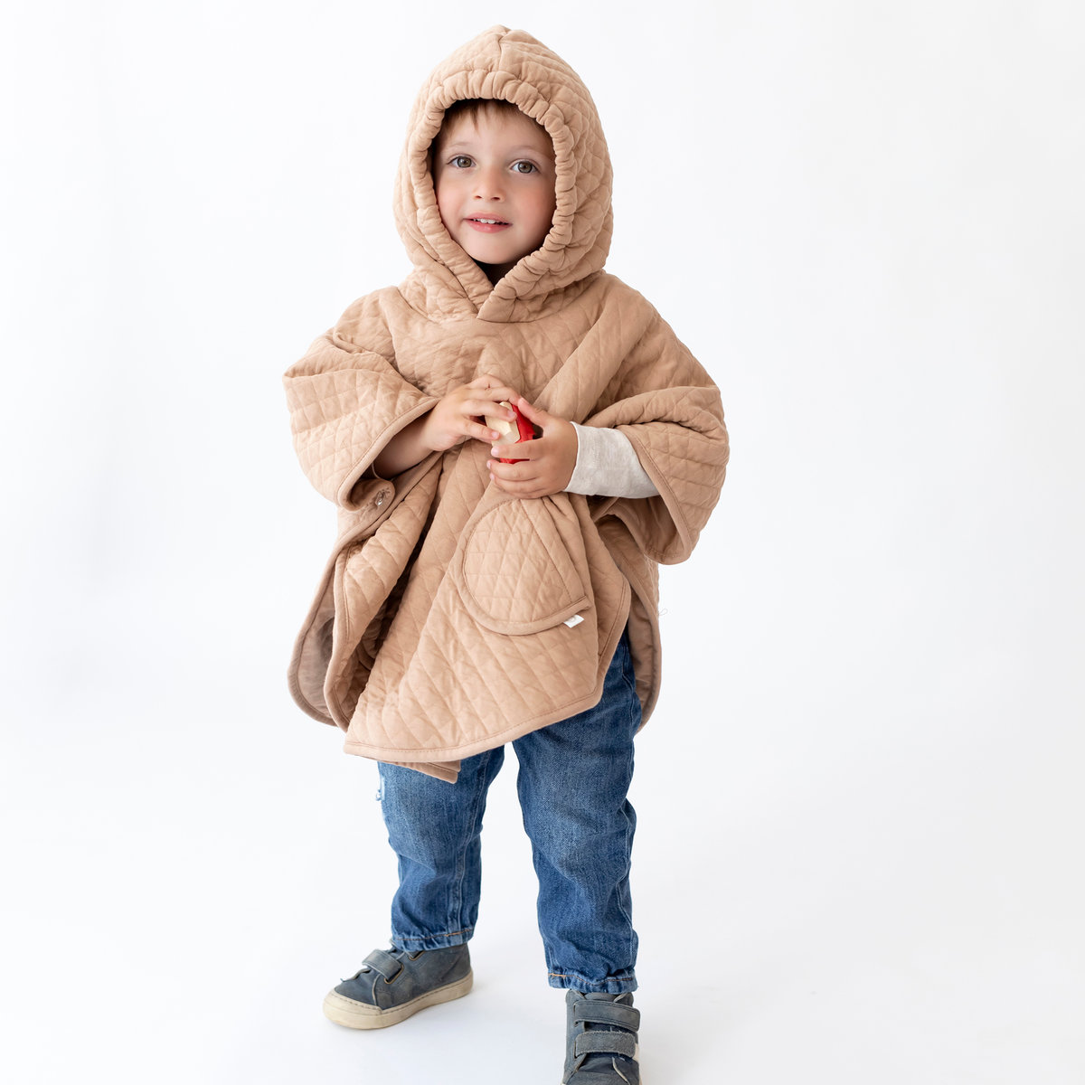 Poncho de voyage bébé pour siège auto - Matelassé mi saison beige, BEMINI
